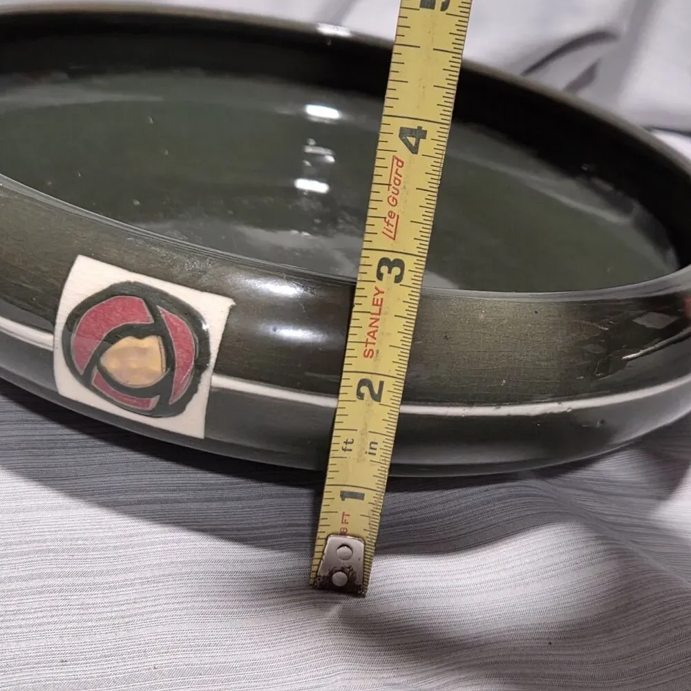 Weller Pottery Green Rosemont Large Shallow Tri-Foot Flower Bowl Plant Dish - Picture 11 of 13